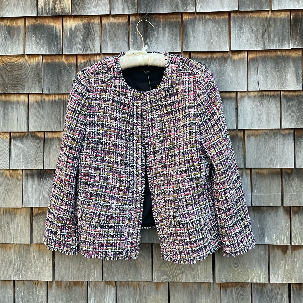 Ann Taylor Pink and Black Tweed Blazer